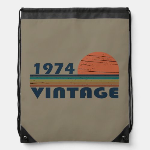 Born in 1974 vintage 50th birthday drawstring bag