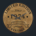 Born in 1974 vintage 50th birthday large clock<br><div class="desc">You can add some originality to your wardrobe with this limited edition original rustic vintage retro-looking birthday design with awesome typography font lettering, it is a great gift idea for men, women, husband, wife girlfriend, and a boyfriend who will love this one-of-a-kind artwork. The best unique and funny holiday present...</div>