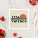 Born in 1974 vintage 50th birthday napkins<br><div class="desc">You can add some originality to your wardrobe with this limited edition original sunset vintage retro-looking birthday design with awesome typography font lettering, it is a great gift idea for men, women, husband, wife girlfriend, and a boyfriend who will love this one-of-a-kind artwork. The best unique and funny holiday present...</div>