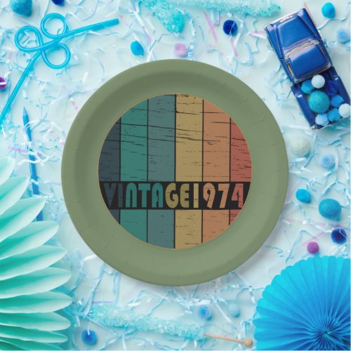 Born in 1974 vintage 50th birthday paper plates