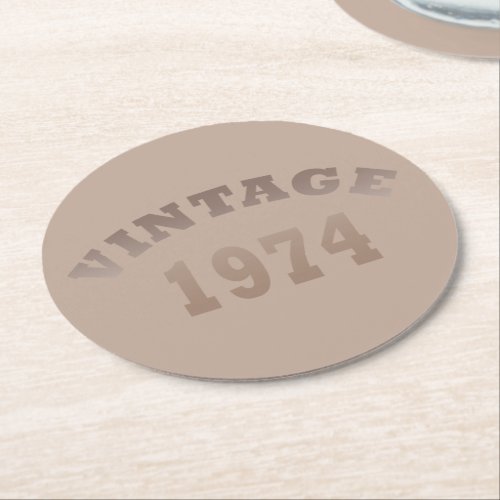 Born in 1974 vintage 50th birthday round paper coaster