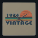 Born in 1974 vintage 50th birthday square wall clock<br><div class="desc">You can add some originality to your wardrobe with this limited edition original sunset vintage retro-looking birthday design with awesome typography font lettering, it is a great gift idea for men, women, husband, wife girlfriend, and a boyfriend who will love this one-of-a-kind artwork. The best unique and funny holiday present...</div>