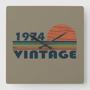 Born in 1974 vintage 50th birthday square wall clock