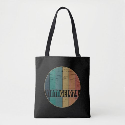 Born in 1974 vintage 50th birthday tote bag