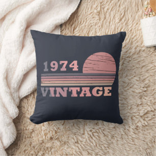 born in 1974 vintage birthday gift throw pillow