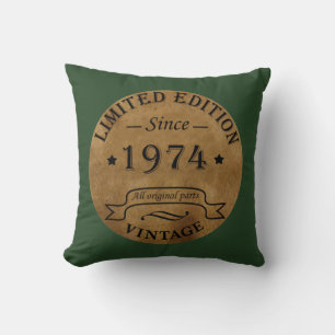 Born in 1974 vintage birthday gift throw pillow