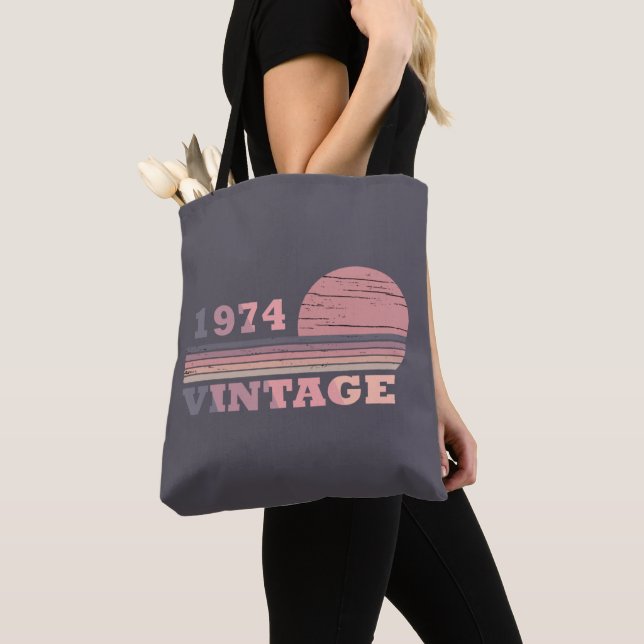 born in 1974 vintage birthday gift tote bag (Close Up)