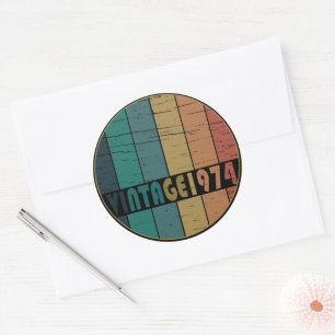 Born in 1974 vintage birthday party classic round sticker