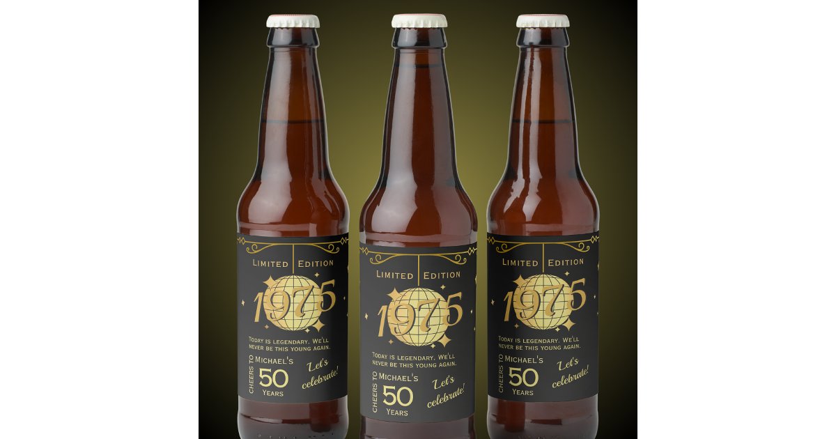 Born in 1975 50th birthday party beer Label Set | Zazzle