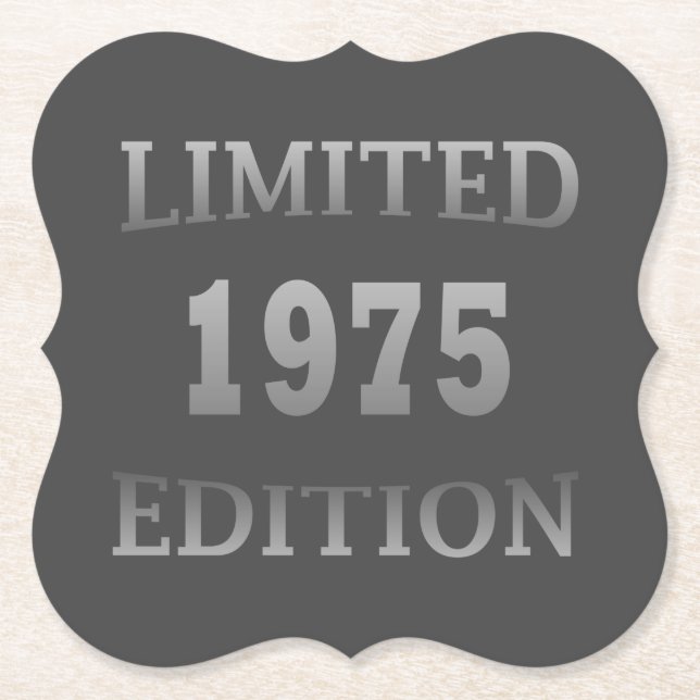 Born in 1975 birthday party paper coaster (Front)