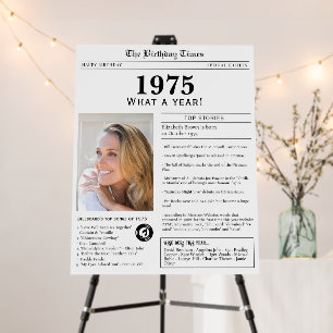 Born in 1975 Birthday Party Sign Foam Board