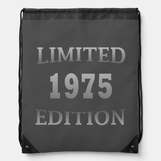 Born in 1975 limited edition birthday gift drawstring bag (Front)