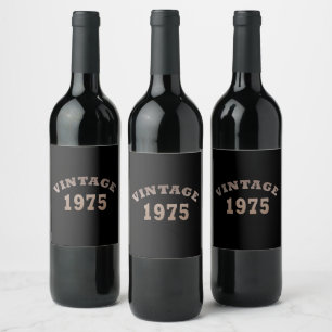 Born in 1975 modern elegant vintage birthday party wine label