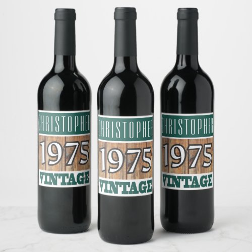 Born in 1975 _ Personalised Year of Birth Wine Label