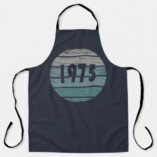 Born in 1975 vintage 49th birthday blue apron