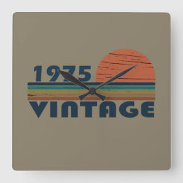 Born in 1975 vintage 49th birthday square wall clock
