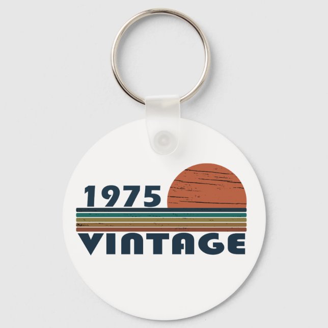 Born in 1975 vintage 50th birthday gift keychain (Front)