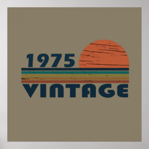 Born in 1975 vintage 50th birthday gift poster