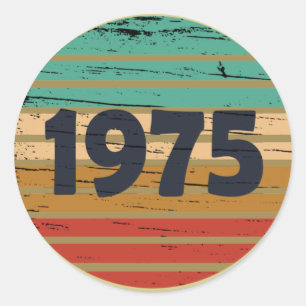 Born in 1975 vintage 50th birthday party classic round sticker