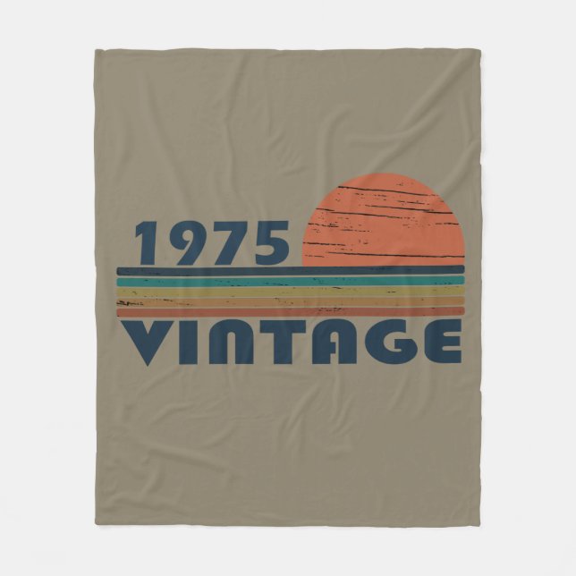 Born in 1975 vintage birthday gift fleece blanket (Front)