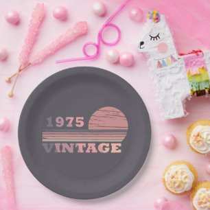 born in 1975 vintage birthday party paper plates