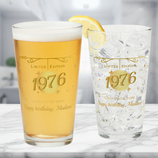 Born in 1976 50th birthday party drinks beer glass