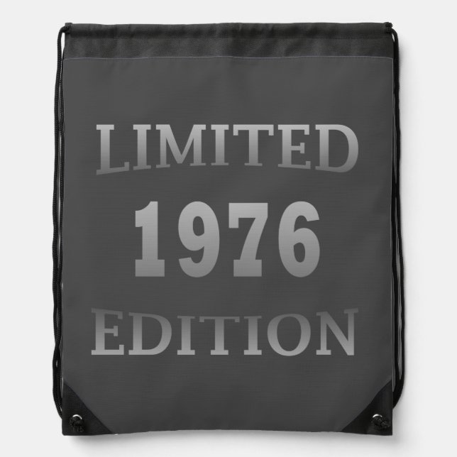 born in 1976 birthday limited edition drawstring bag (Front)