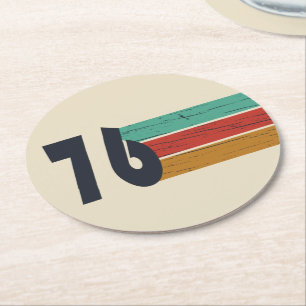 Born in 1976 vintage 50th birthday party round paper coaster