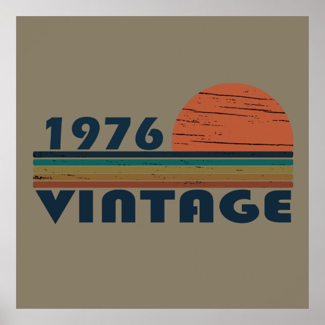 Born in 1976 vintage birthday gift poster (Front)