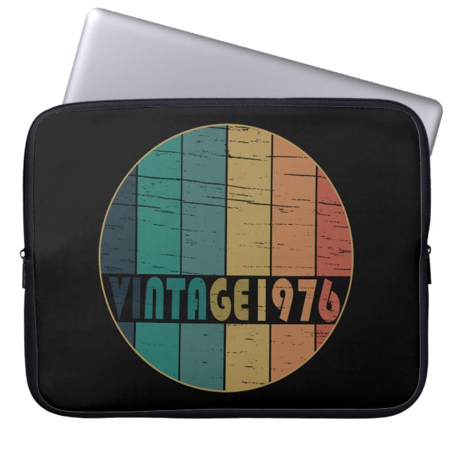 Born in 1976 vintage birthday laptop sleeve (Front)