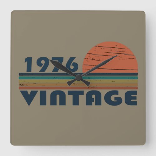 Born in 1976 vintage birthday square wall clock