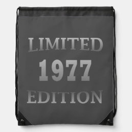 Born in 1977 47th birthday limited edition drawstring bag