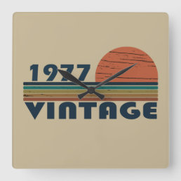 born in 1977 vintage 47th birthday square wall clock