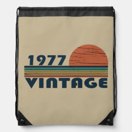 Born in 1977 vintage birthday drawstring bag