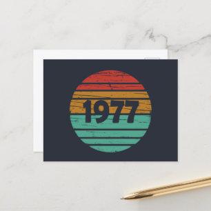 Born in 1977 vintage birthday gift holiday postcard