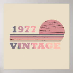 born in 1977 vintage birthday gift poster