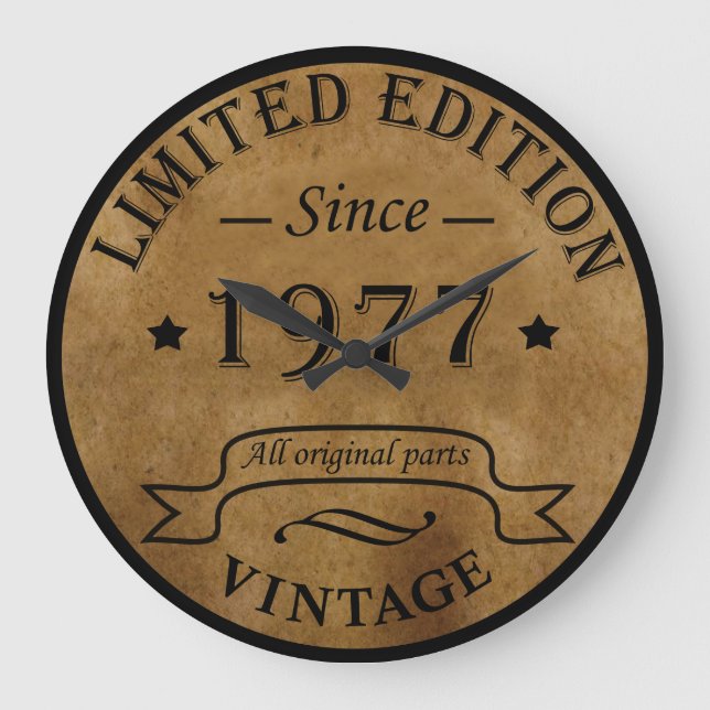Born in 1977 vintage birthday large clock (Front)