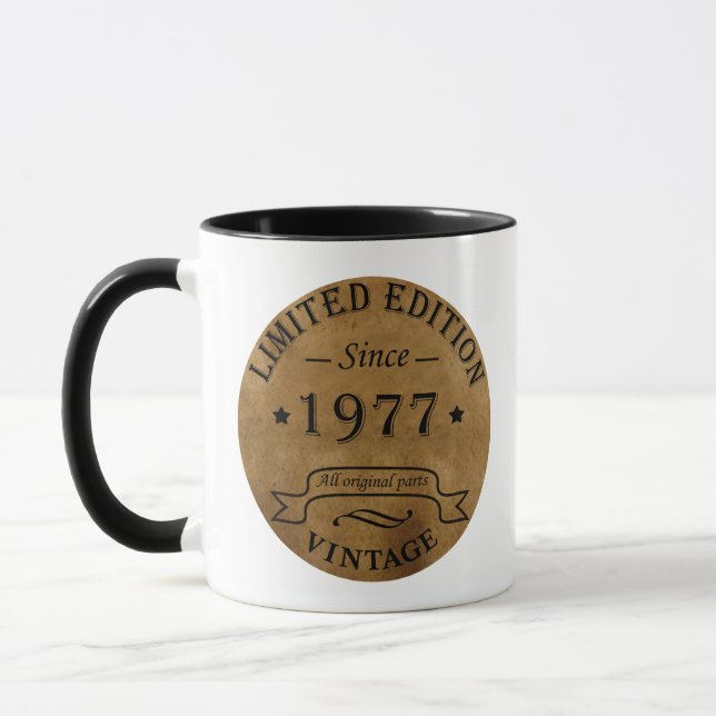 Born in 1977 vintage birthday mug (Left)