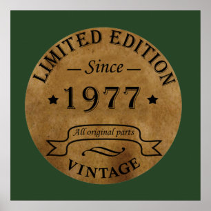 Born in 1977 vintage birthday poster