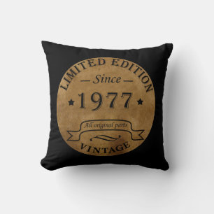 Born in 1977 vintage birthday throw pillow