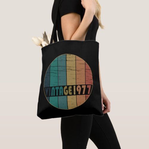 Born in 1977 vintage birthday tote bag