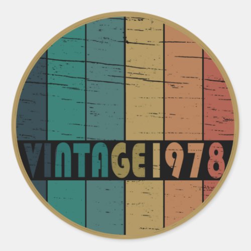 born in 1978 vintage birthday classic round sticker