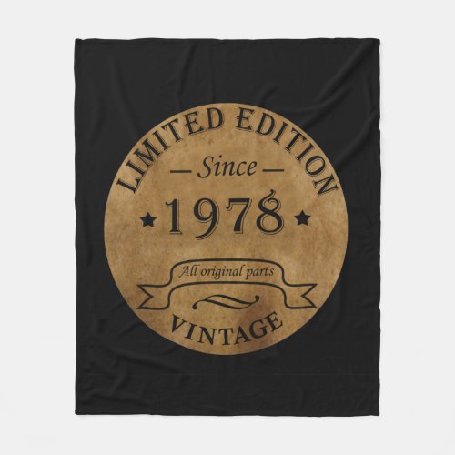 Born in 1978 vintage birthday fleece blanket