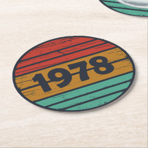 Born in 1978 vintage birthday gift round paper coaster