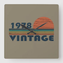 Born in 1978 vintage birthday square wall clock