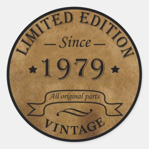 Born in 1979 vintage birthday classic round sticker