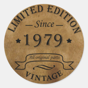 Born in 1979 vintage birthday classic round sticker