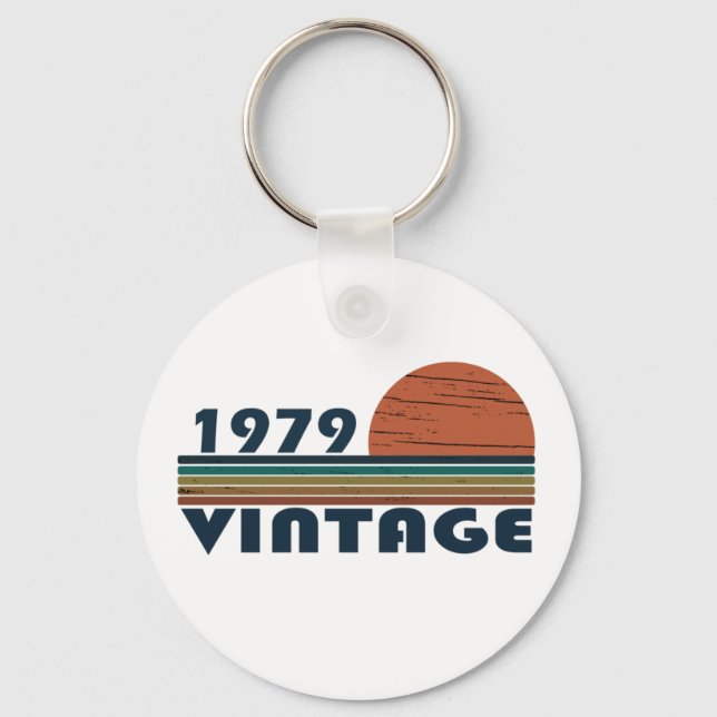 Born in 1979 vintage birthday gift keychain (Front)