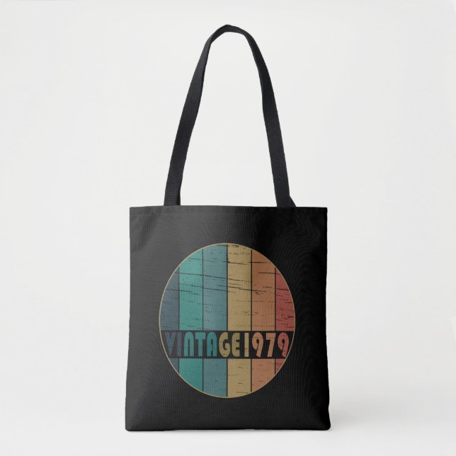 born in 1979 vintage birthday tote bag (Front)