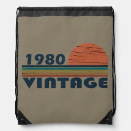 Born in 1980 vintage birthday drawstring bag